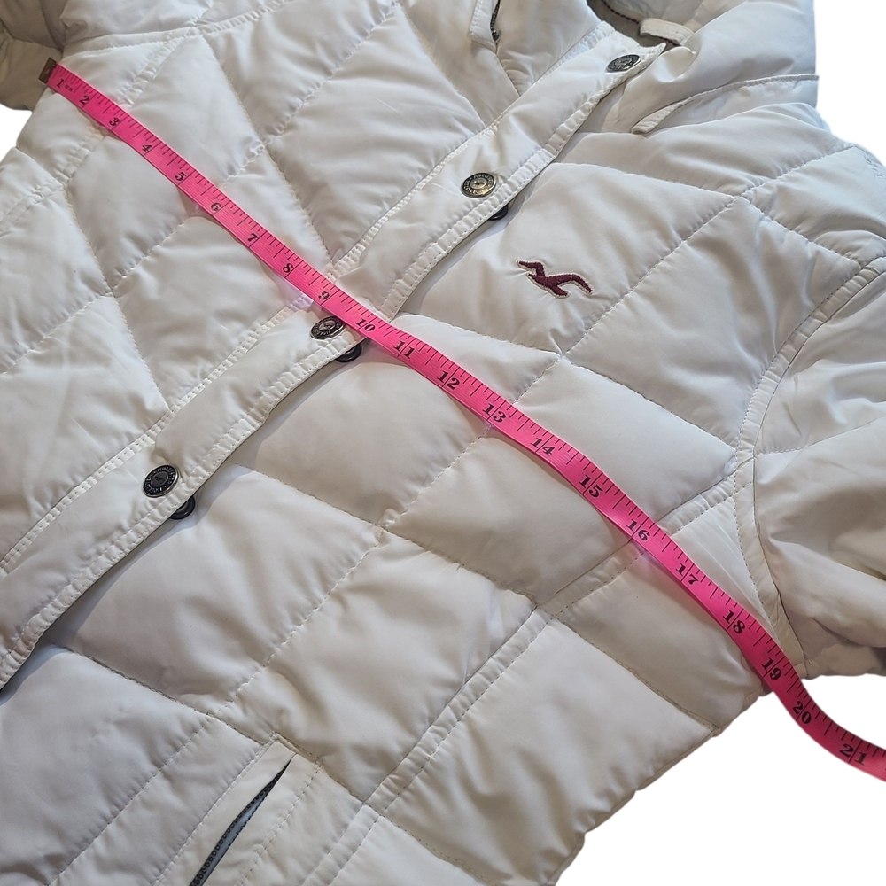 Vintage Hollister White Puffer Jacket Faux Fur Fleece Lined Y2K Women’s L - Picture 9 of 11